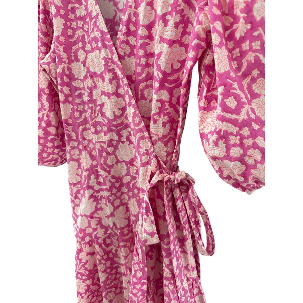 SZ Blockprints Haze Full Wrap Dress Eva Pink Size Small - Picture 10 of 12